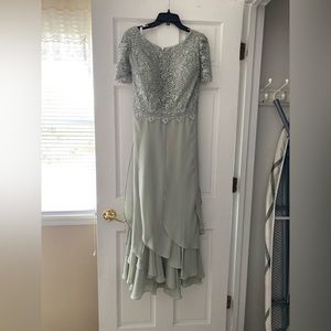 A-line Scoop Ankle-Length Chiffon Lace Mother of the Bride Dress